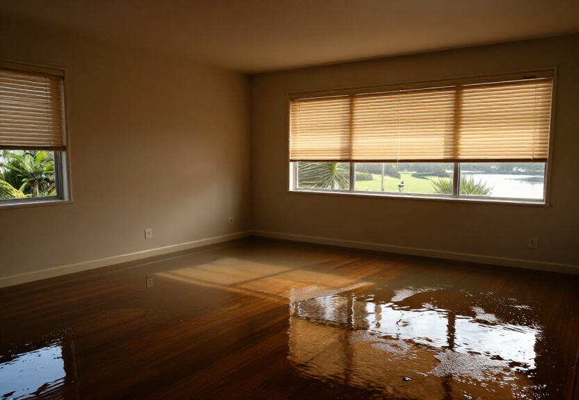 Wet subfloor in a Coogee apartment before treatment